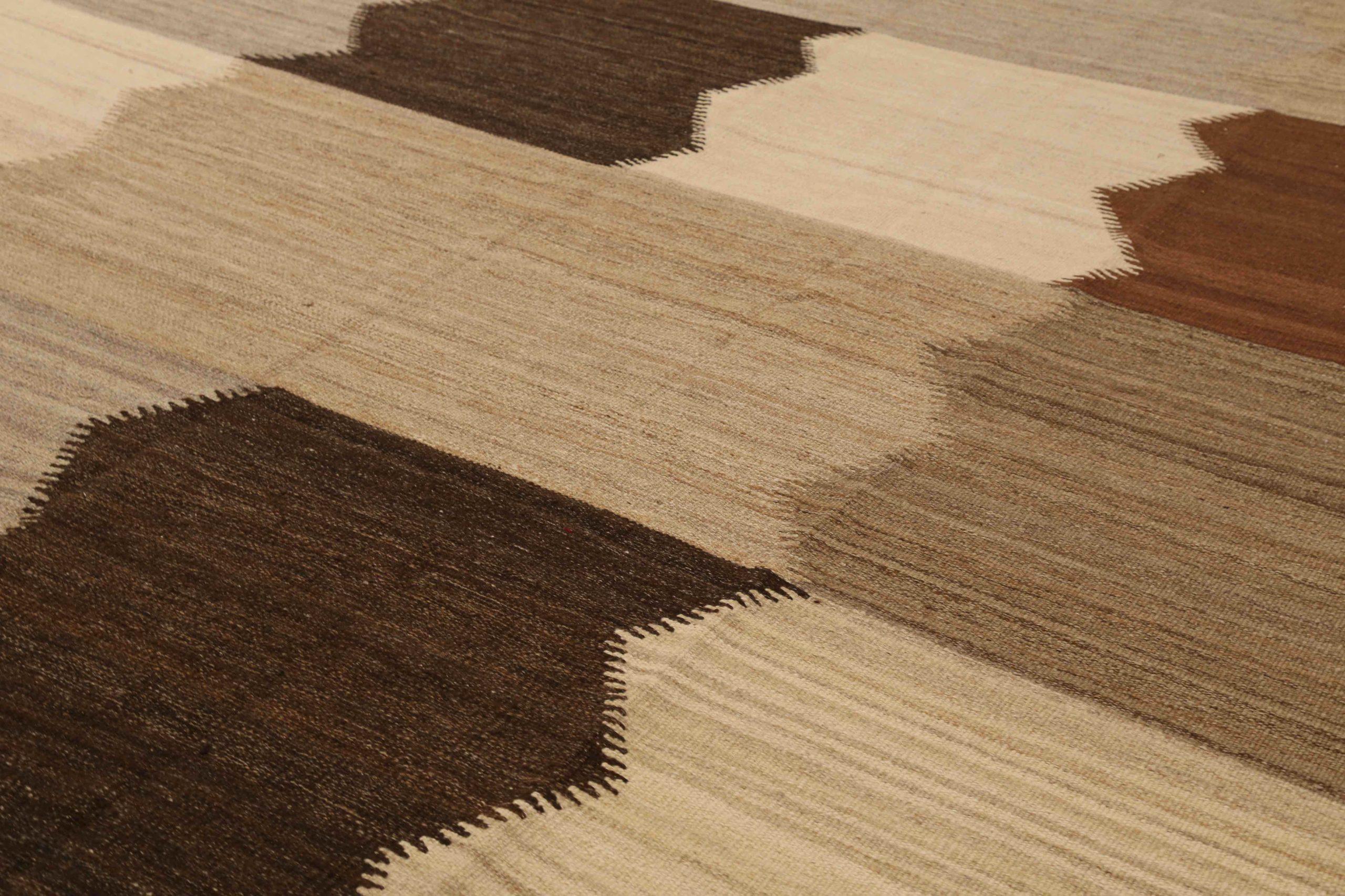 Russo Tappeti russi & Kilim Circa 1970 - Lana Marrone Avorio Terracotta 72933 in vendita