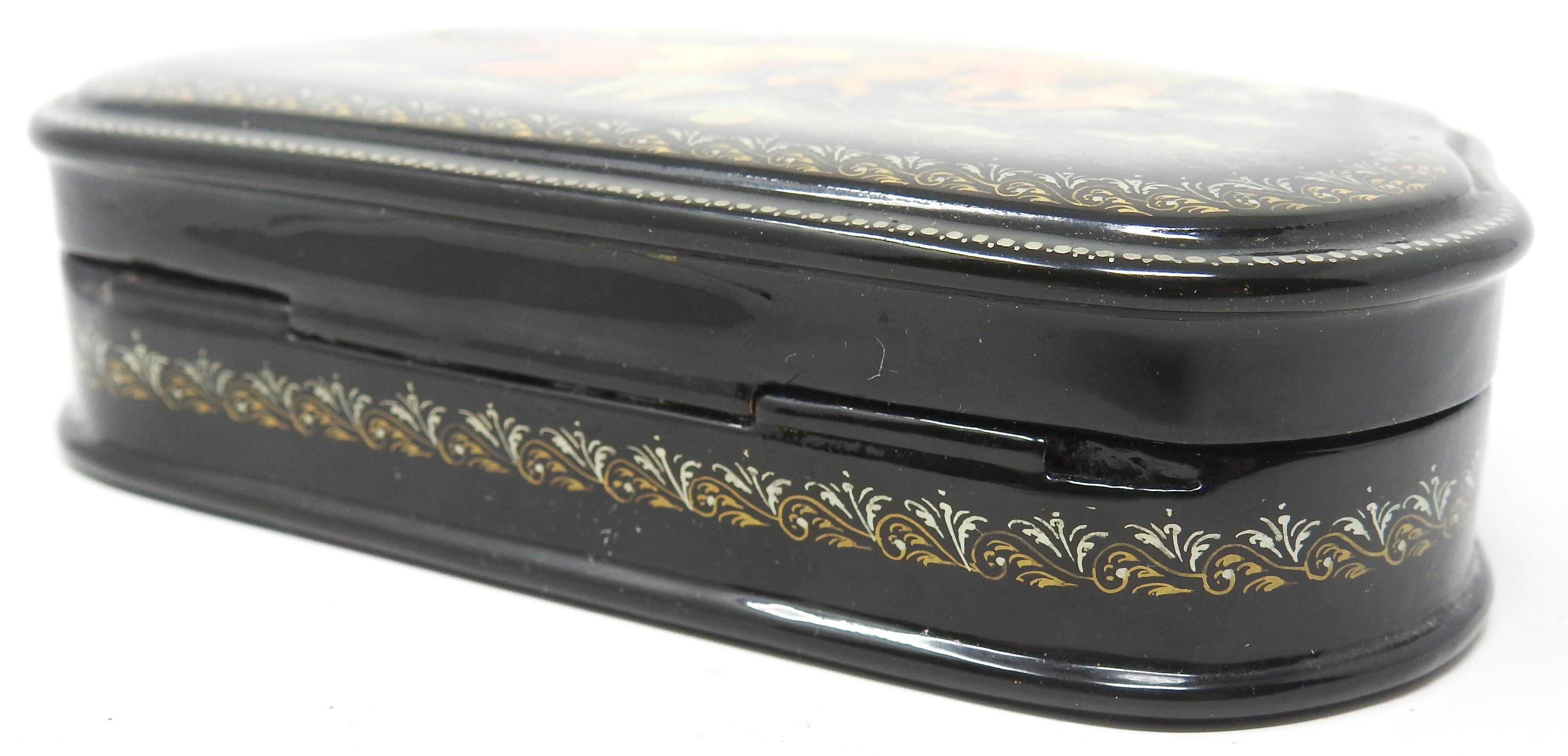 Russian Lacquer Box with Flying Chariot For Sale 1