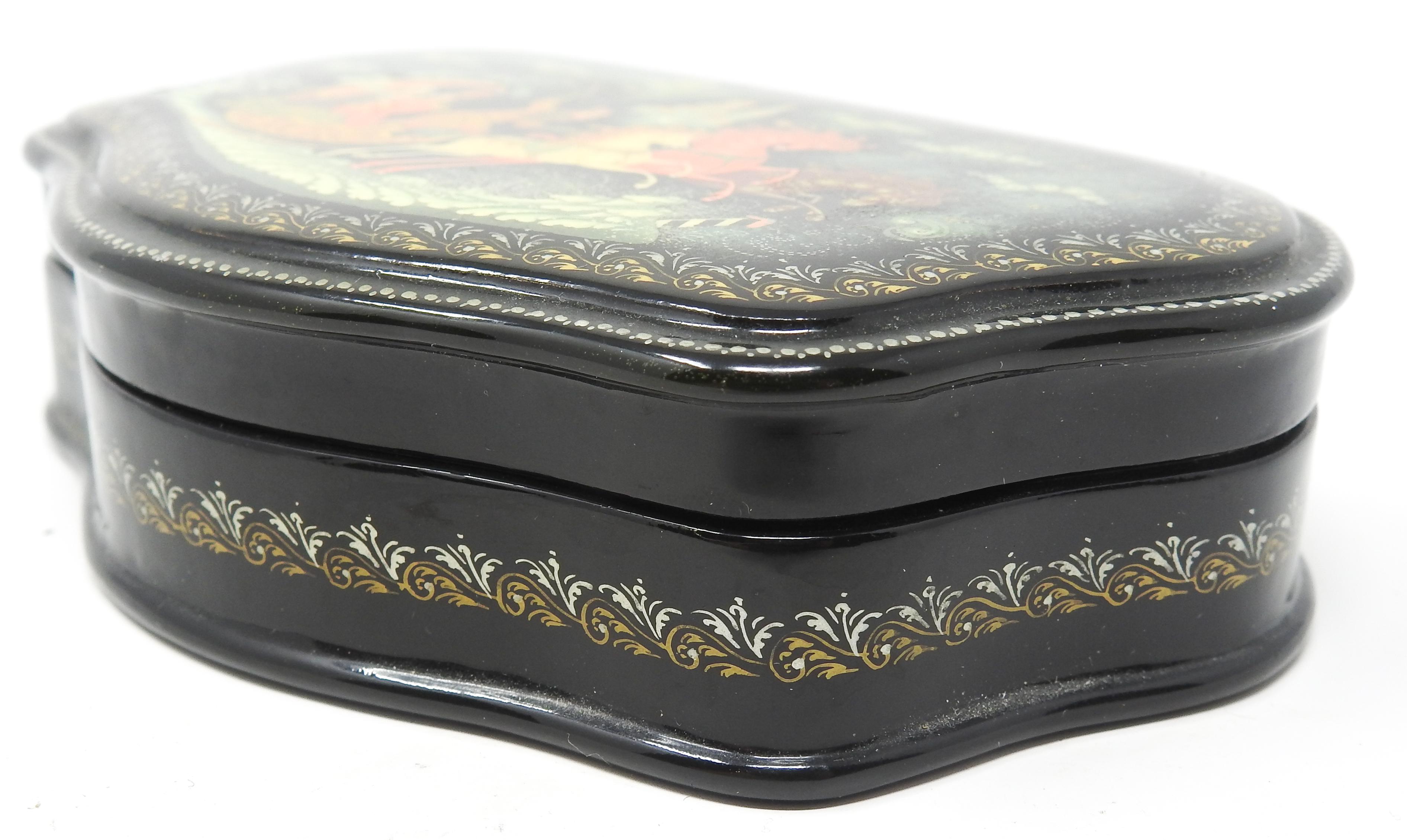 Russian Lacquer Box with Flying Chariot For Sale 3