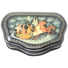 Russian Lacquer Box with Flying Chariot