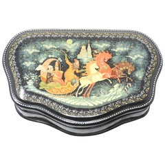 Russian Lacquer Box with Flying Chariot