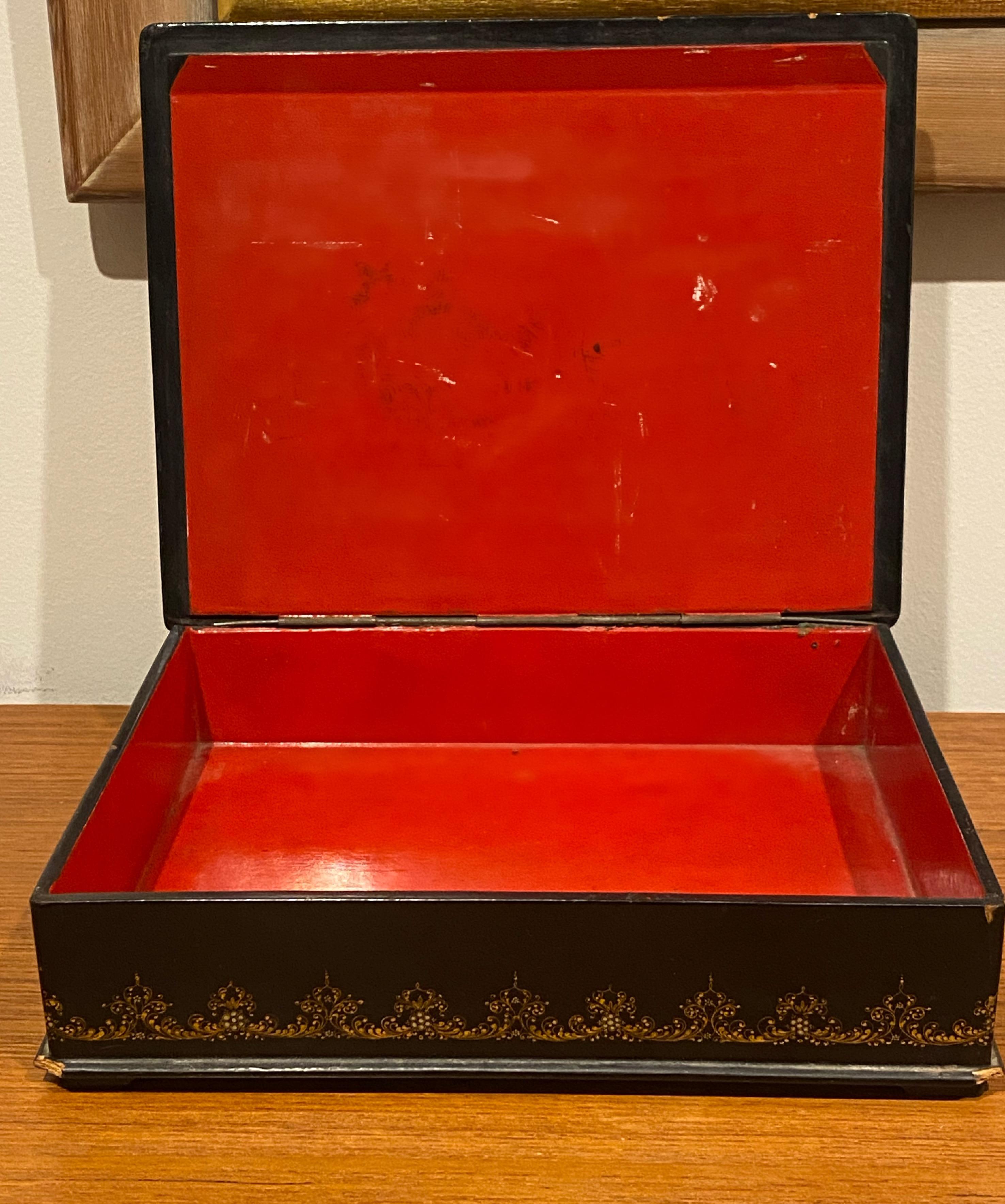 Russian Large Palekh Lacquer Box/Casket (laretz). Vintage c1958. Museum Quality. 1
