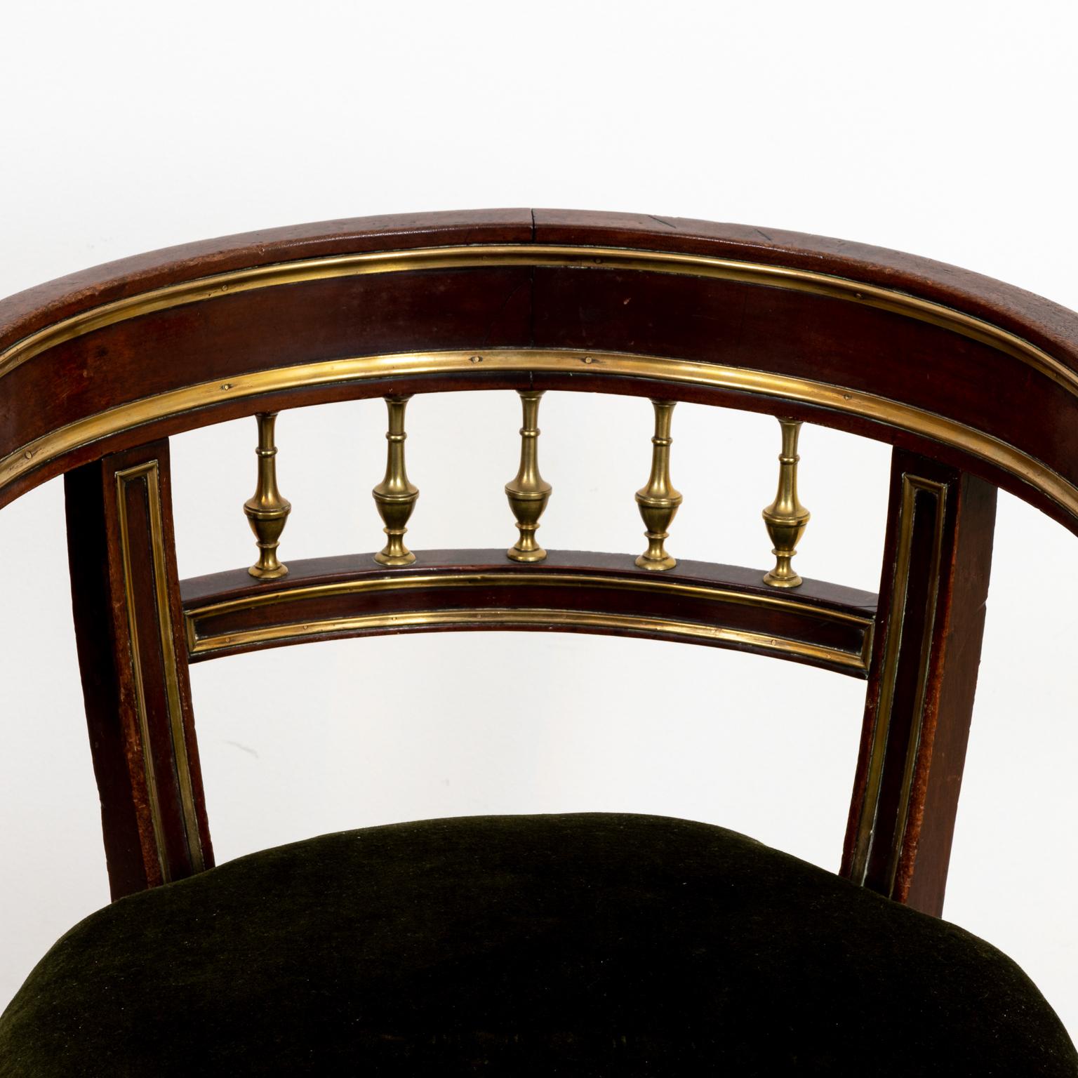 Russian Mahogany and Brass Desk Chair For Sale 2