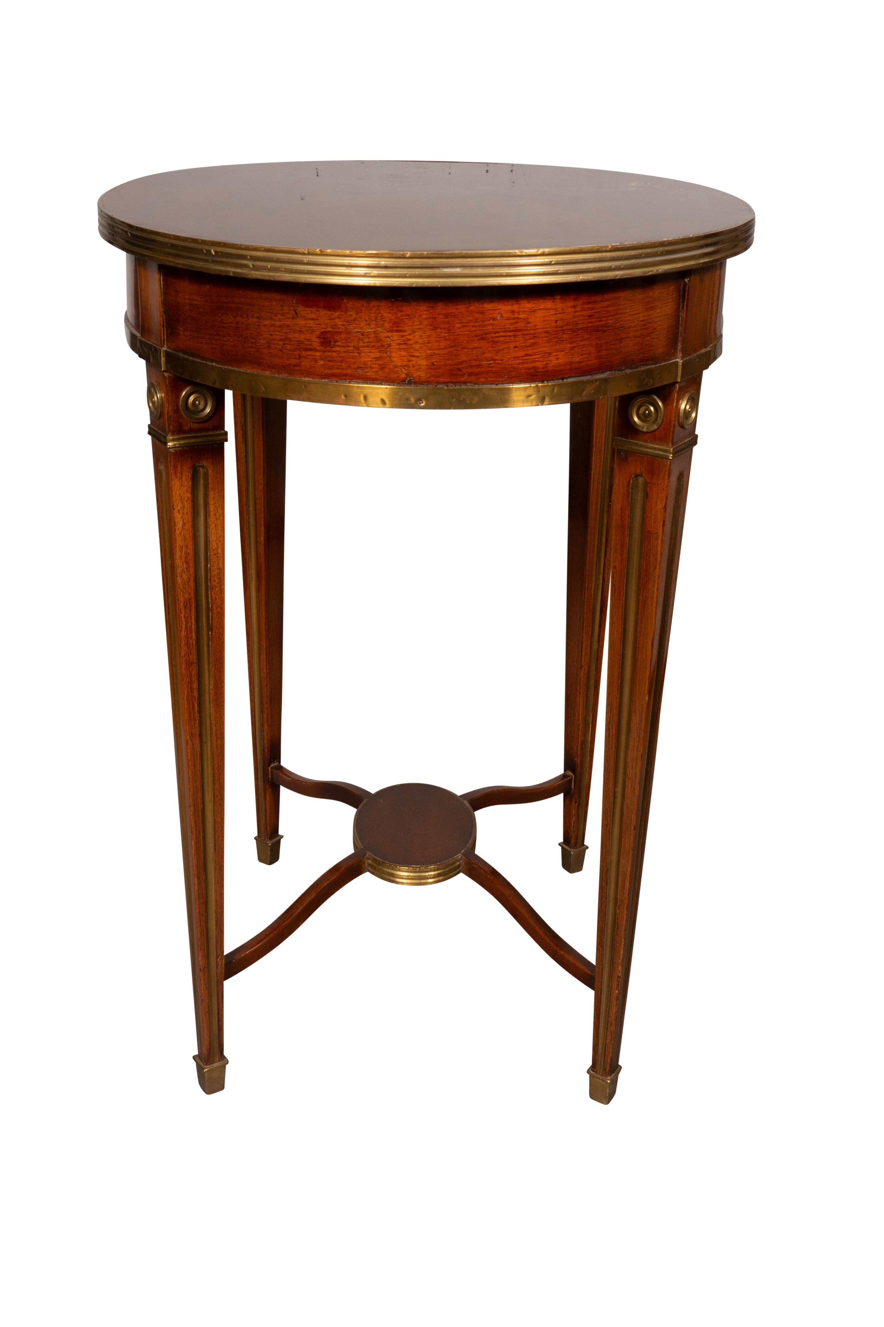 European Russian Mahogany And Brass Mounted Occasional Table For Sale