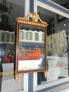 Russian Mahogany Gilt Eagle and Bell Flower Garland Rope Wall Mirror, C. 1800