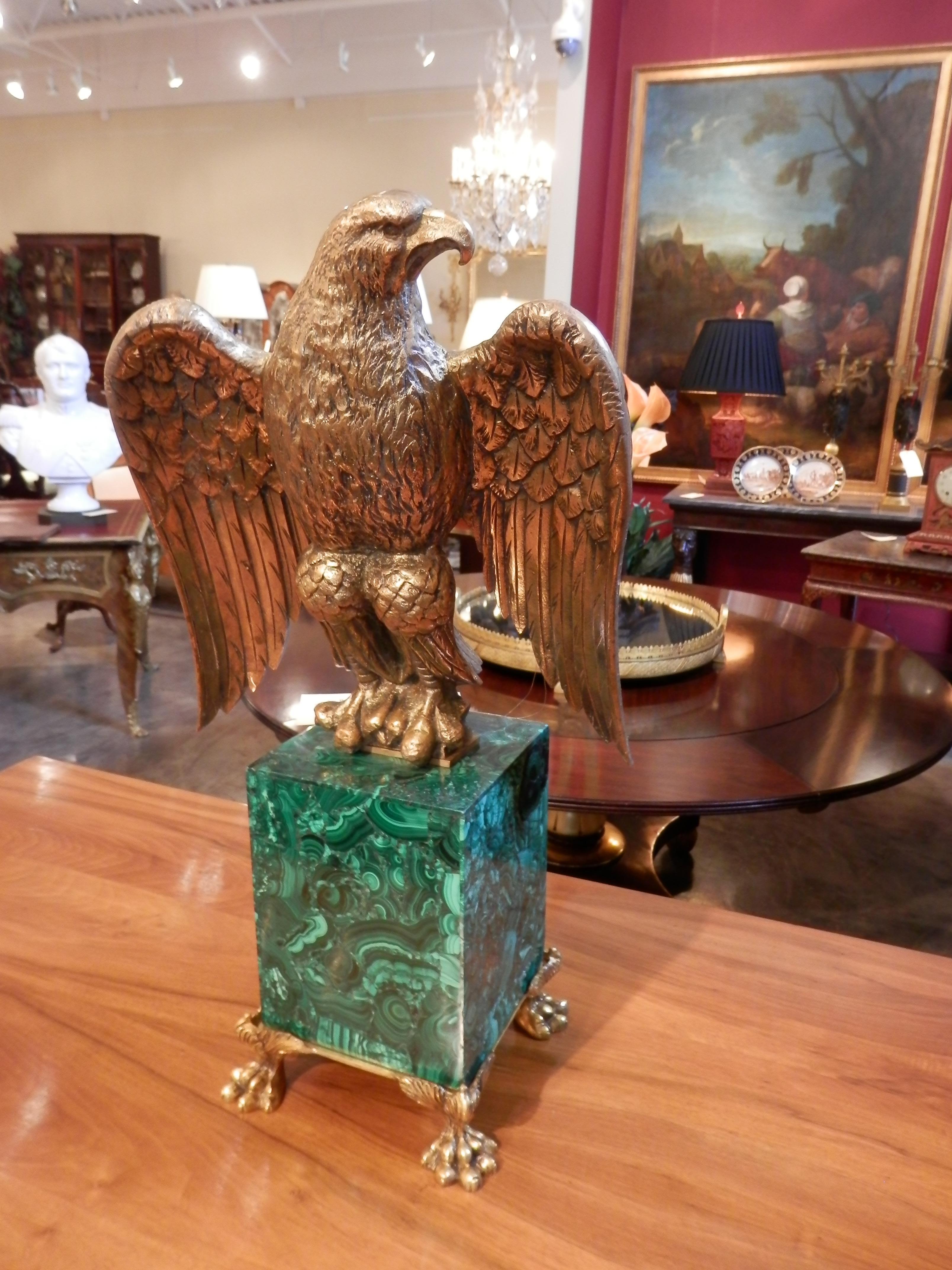 Baltic Russian Malachite and Gilt Bronze Eagle Center Piece