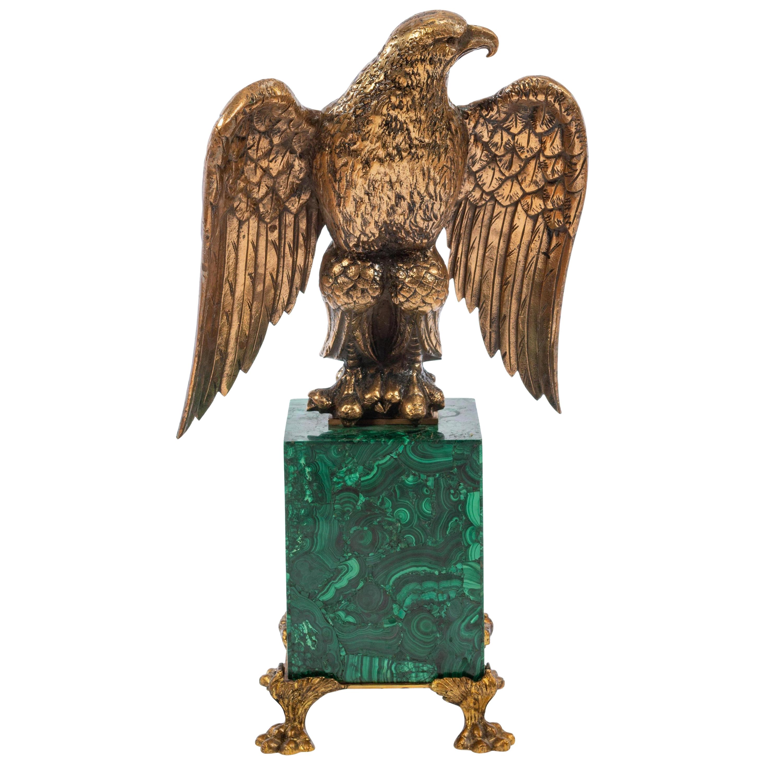 Russian Malachite and Gilt Bronze Eagle Center Piece