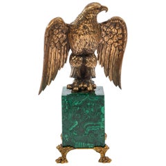 Russian Malachite and Gilt Bronze Eagle Center Piece