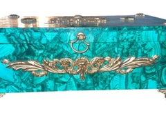 Russian Malachite Gilt Bronze Decorative Box, Early 20th Century.
