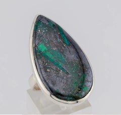 Russian malachite silver ring
