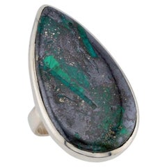 Russian malachite silver ring