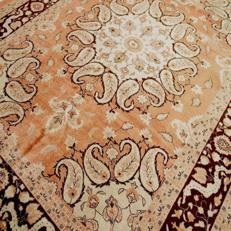 Persiano Tappeto Russian Malayer Small - Lana Marrone Avorio Taupe Design - 16071 in vendita