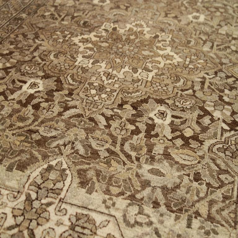 Annodato a mano Tappeto Russian Malayer Small - Lana Marrone Avorio Taupe Design - 16071 in vendita