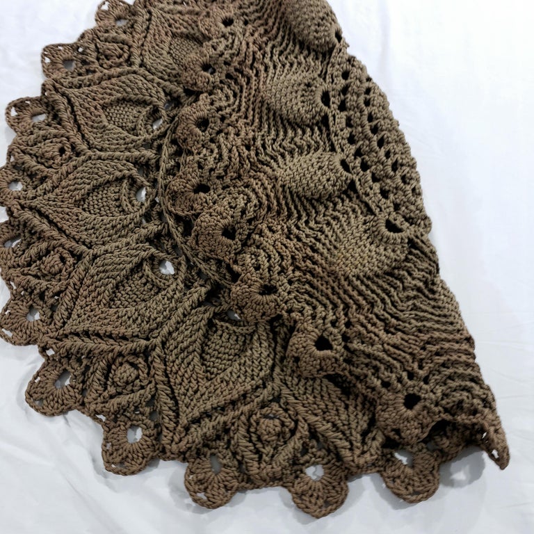 Russian Mandala Crochet Layered Round Rug Tan Polyester Cord ...