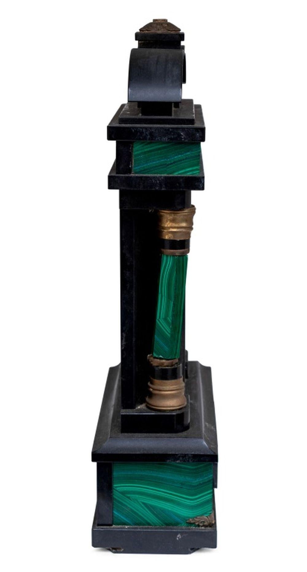 Neoclassical Russian Marble and Malachite Clock Stand For Sale