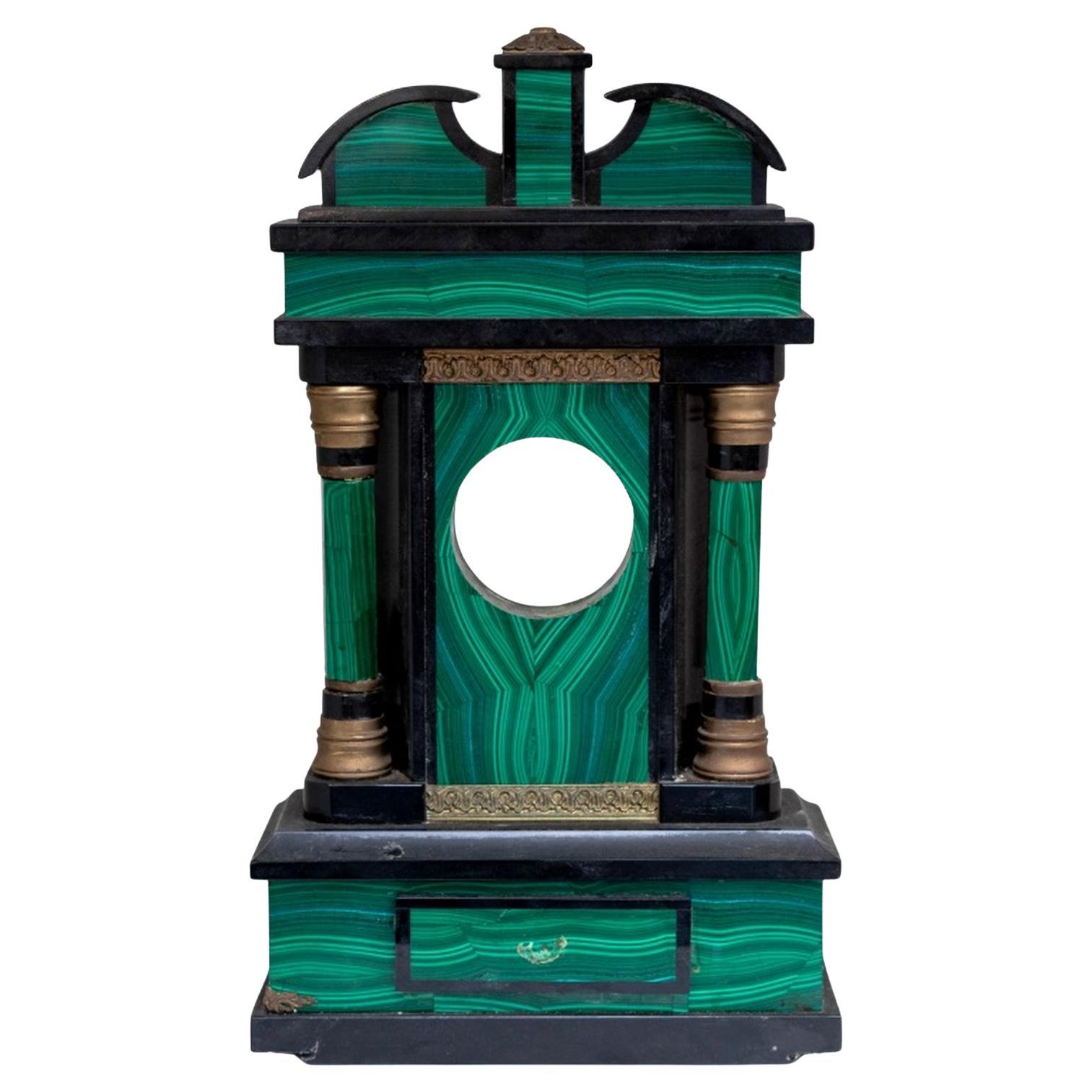 Russian Marble and Malachite Clock Stand For Sale