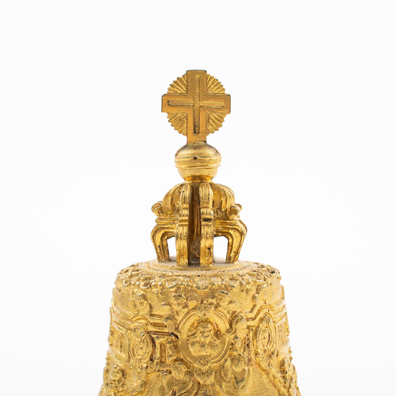 19th Century Russian Miniature Gilt Bronze Tsar Bell