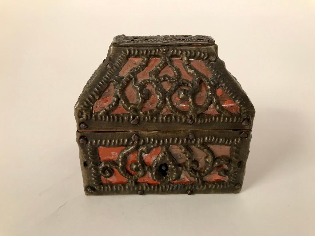 Russian Miniature Pierced Brass and Mica Box 2