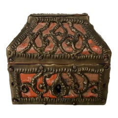 Russian Miniature Pierced Brass and Mica Box