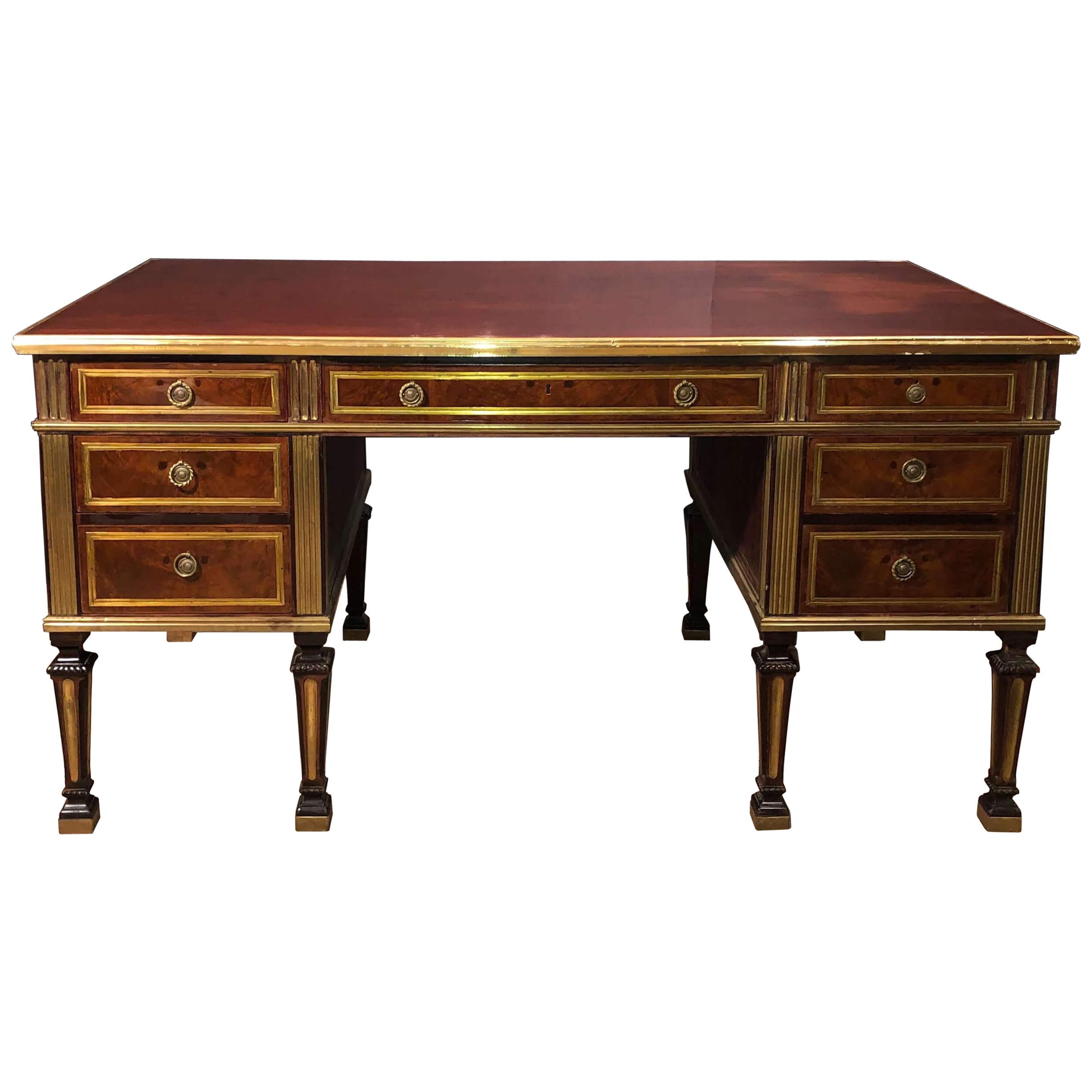 Russian Neoclassic Mahogany Desk For Sale