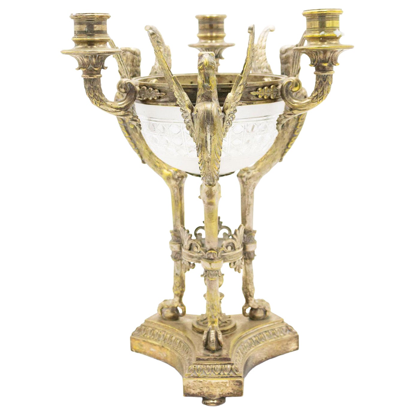 Russian Neo-Classic Style Silver Plate Candelabra Centerpiece For Sale