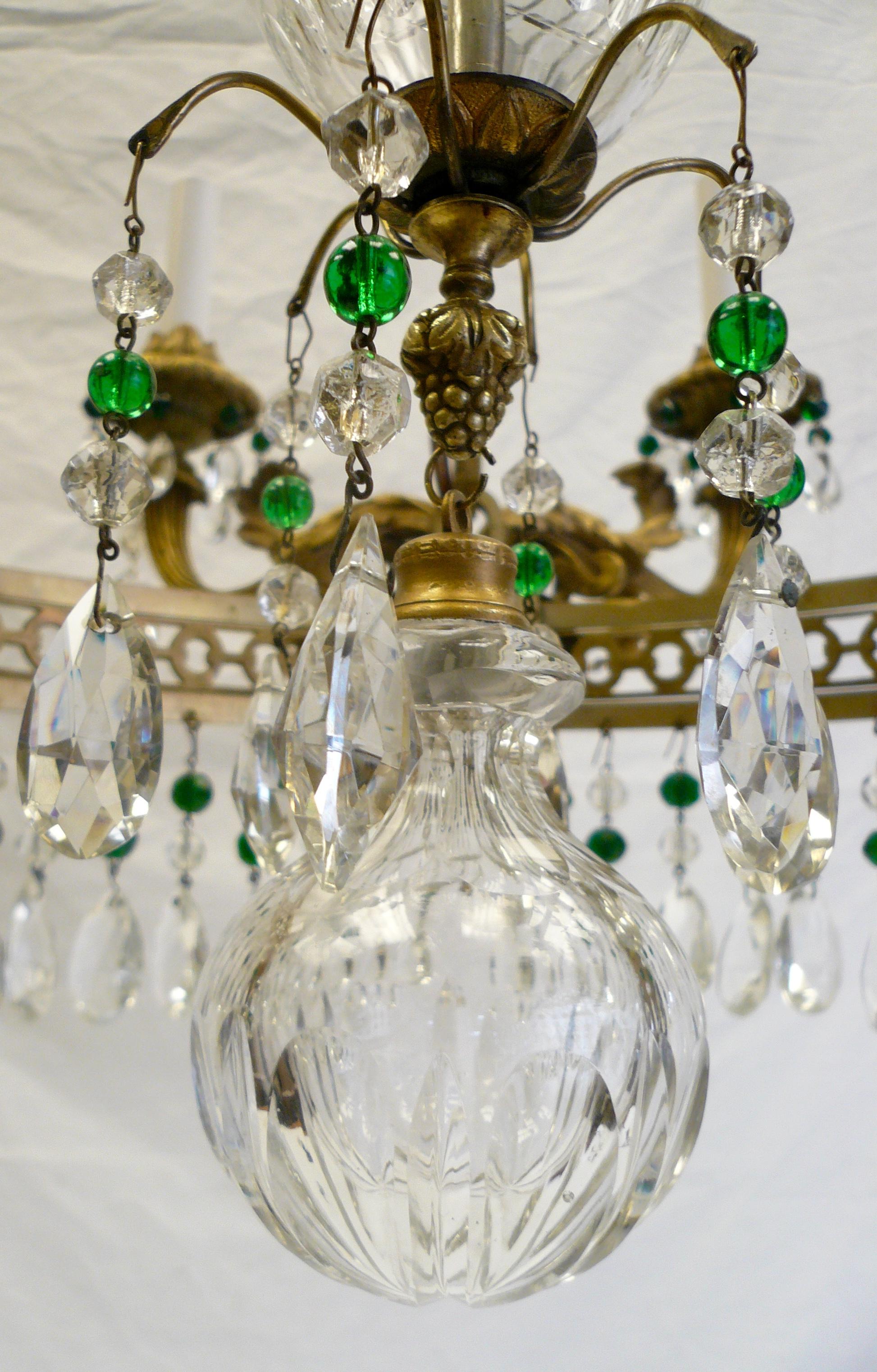 Russian Neoclassical or Baltic Style Bronze and Crystal Chandelier For Sale 3