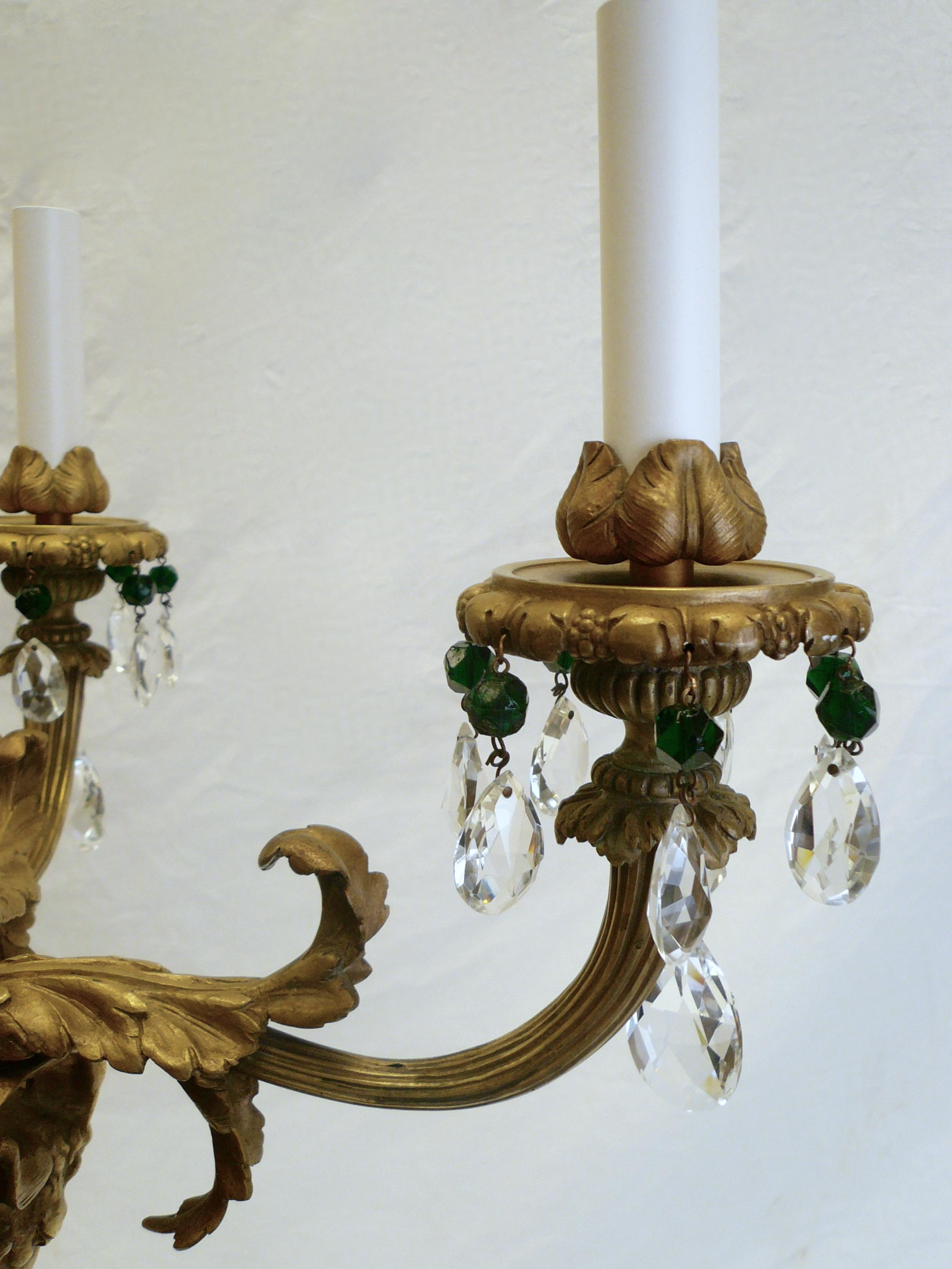 Russian Neoclassical or Baltic Style Bronze and Crystal Chandelier In Good Condition For Sale In Pittsburgh, PA