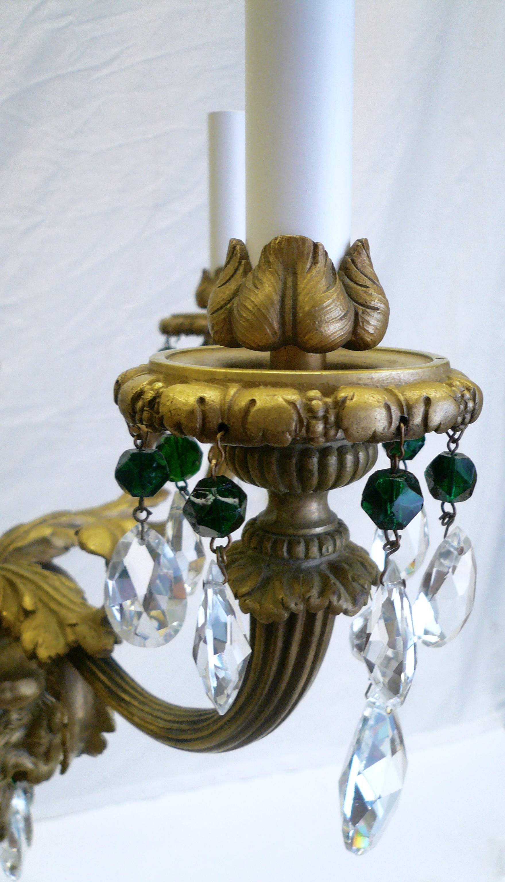 Russian Neoclassical or Baltic Style Bronze and Crystal Chandelier For Sale 2
