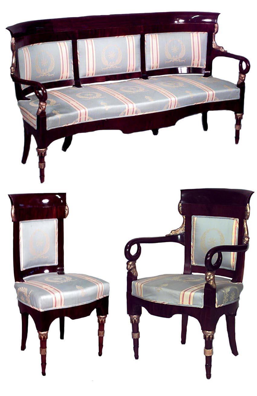Russian Neoclassic 9-Piece Living Room Set In Good Condition For Sale In Queens, NY
