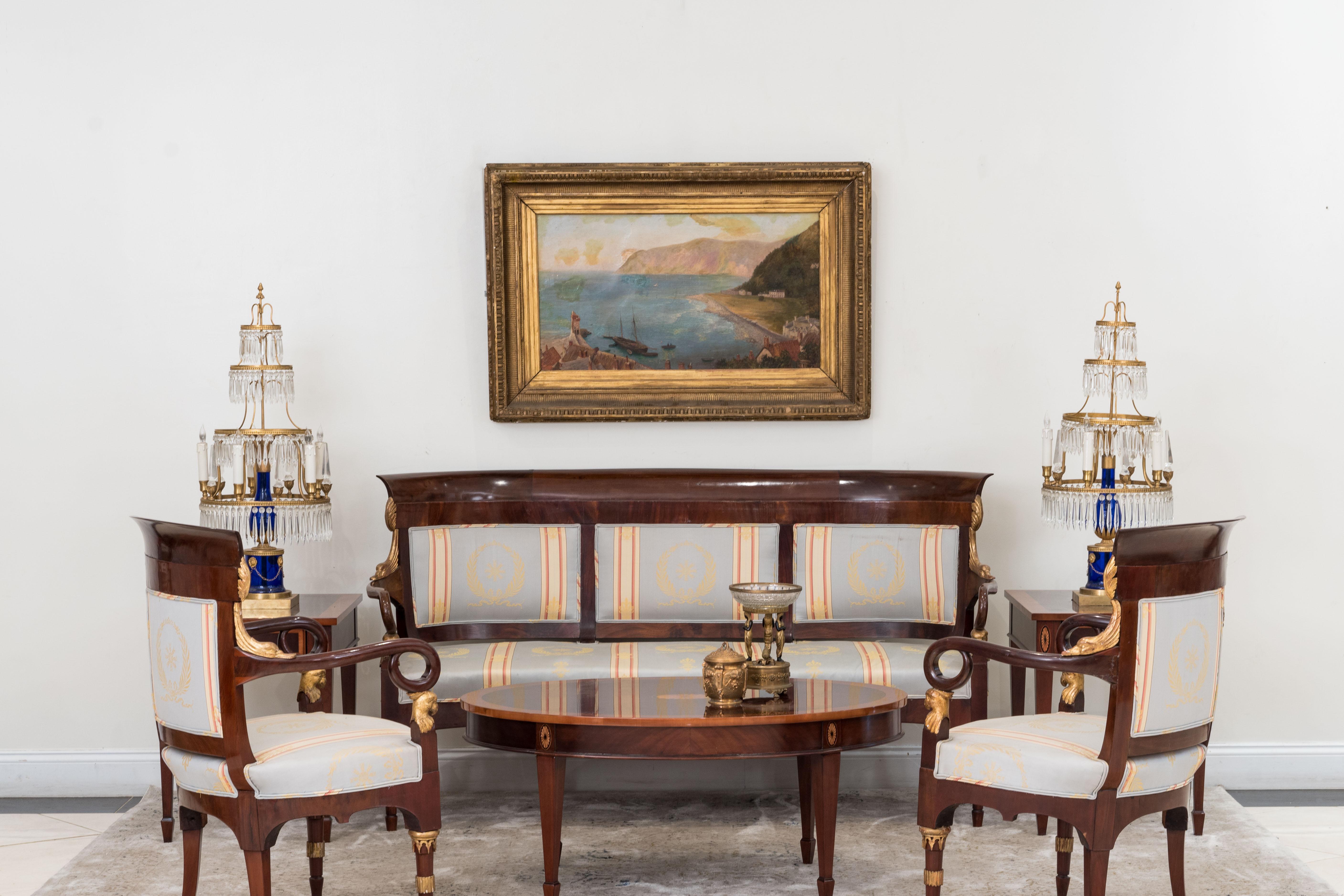 19th Century Russian Neoclassic 9-Piece Living Room Set For Sale