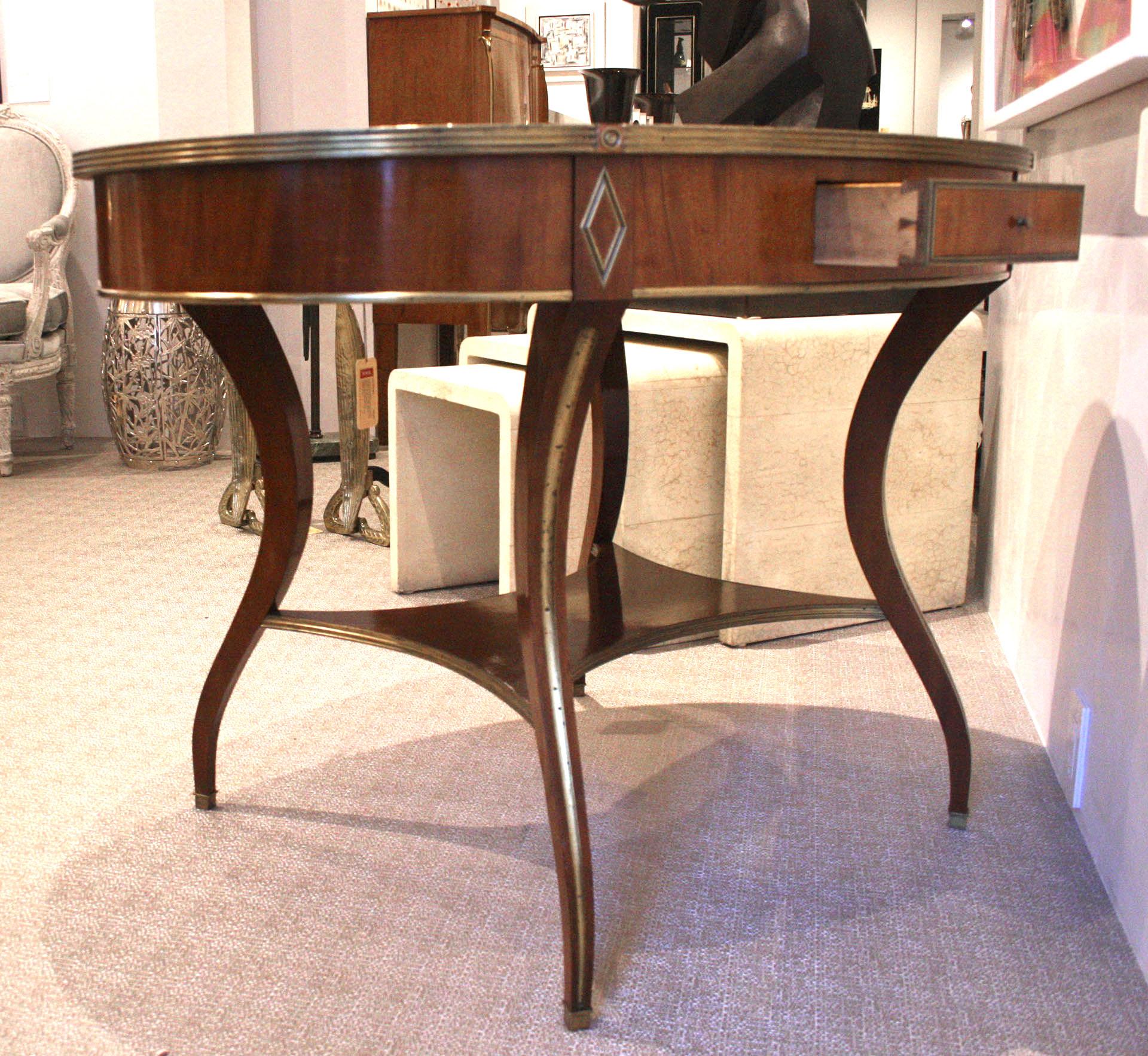 Russian Neoclassic Brass Mahogany Center Table In Good Condition For Sale In New York, NY