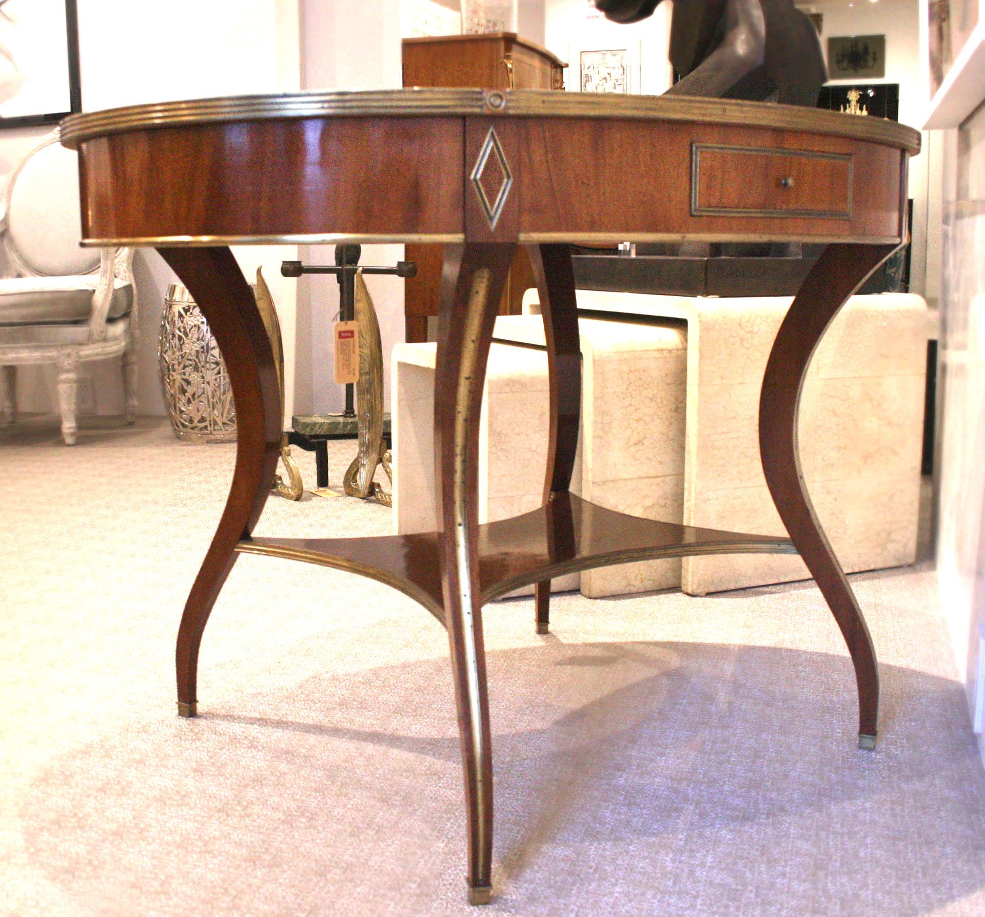 19th Century Russian Neoclassic Brass Mahogany Center Table For Sale