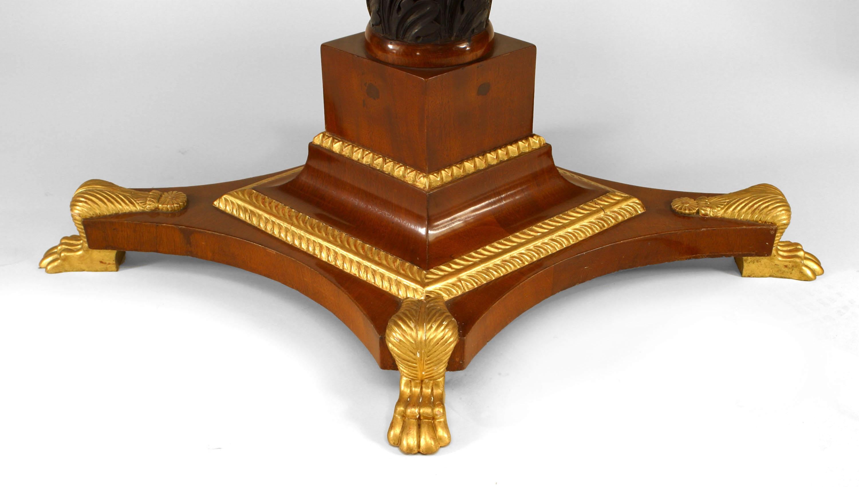 Russian Neoclassic Clawed Mahogany Center Table In Good Condition For Sale In New York, NY