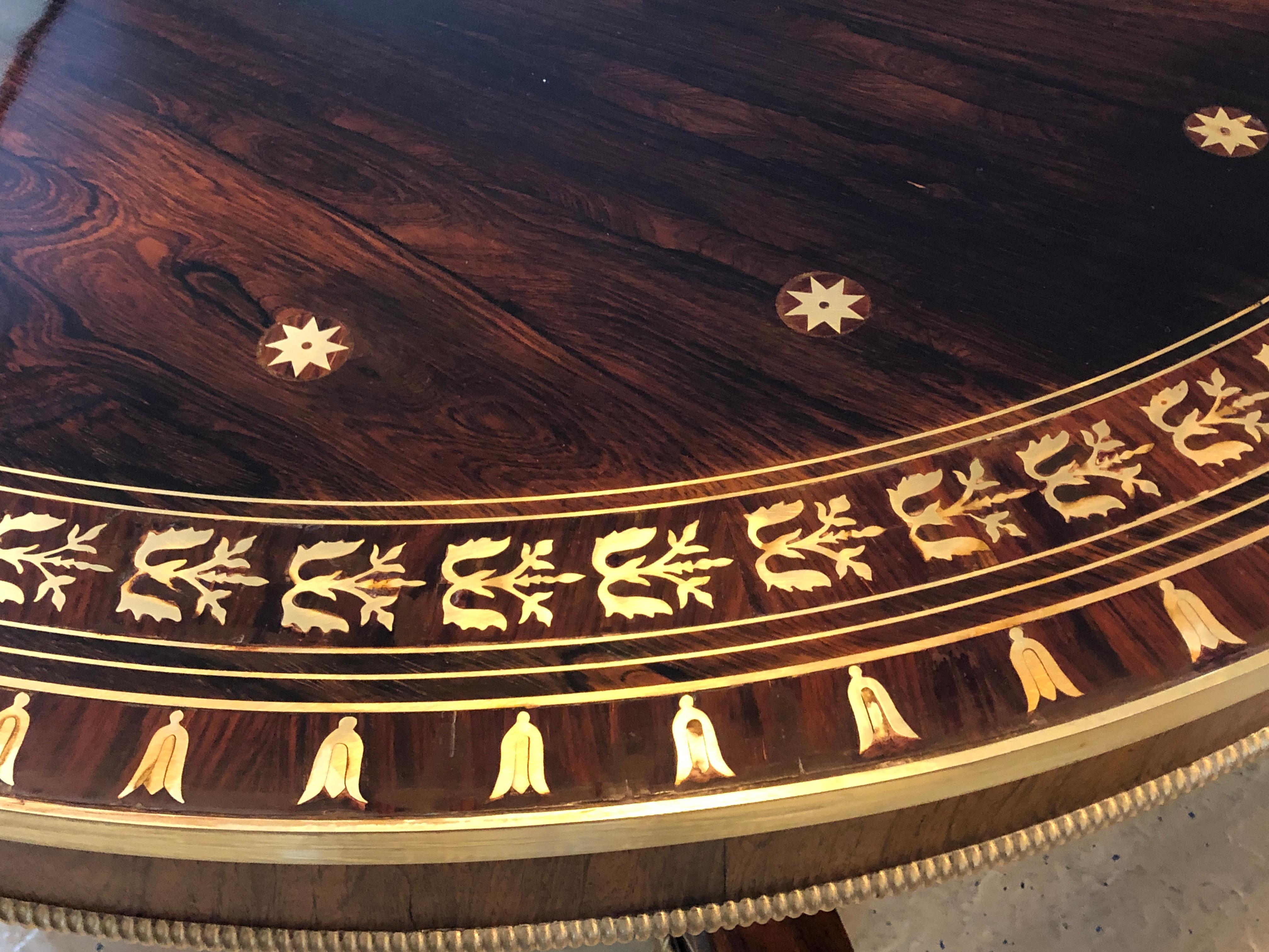 Russian Neoclassical, Tilt-Top Center Table, Rosewood, Brass Inlay, 19th Century For Sale 10