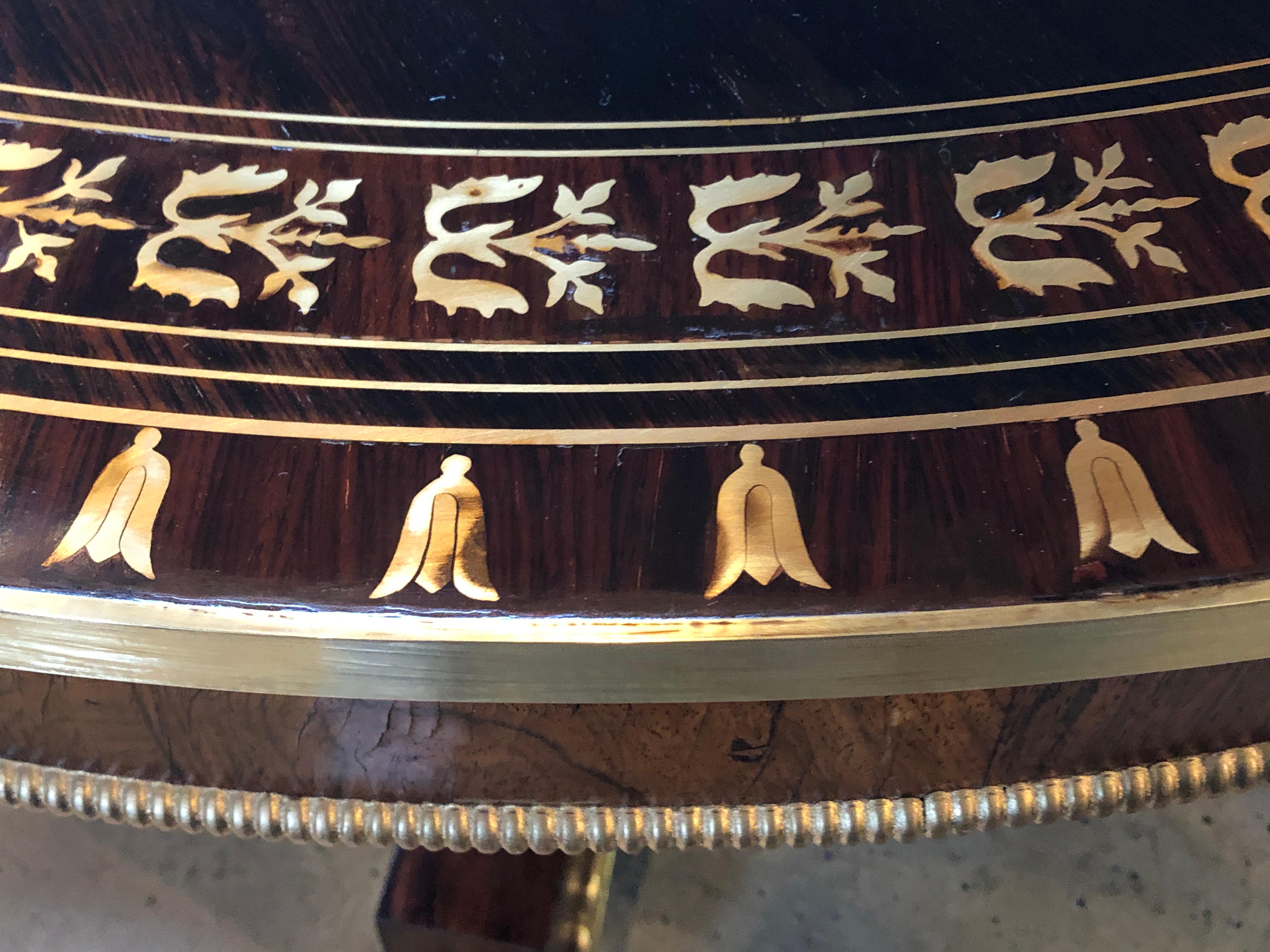 Russian Neoclassical, Tilt-Top Center Table, Rosewood, Brass Inlay, 19th Century For Sale 12