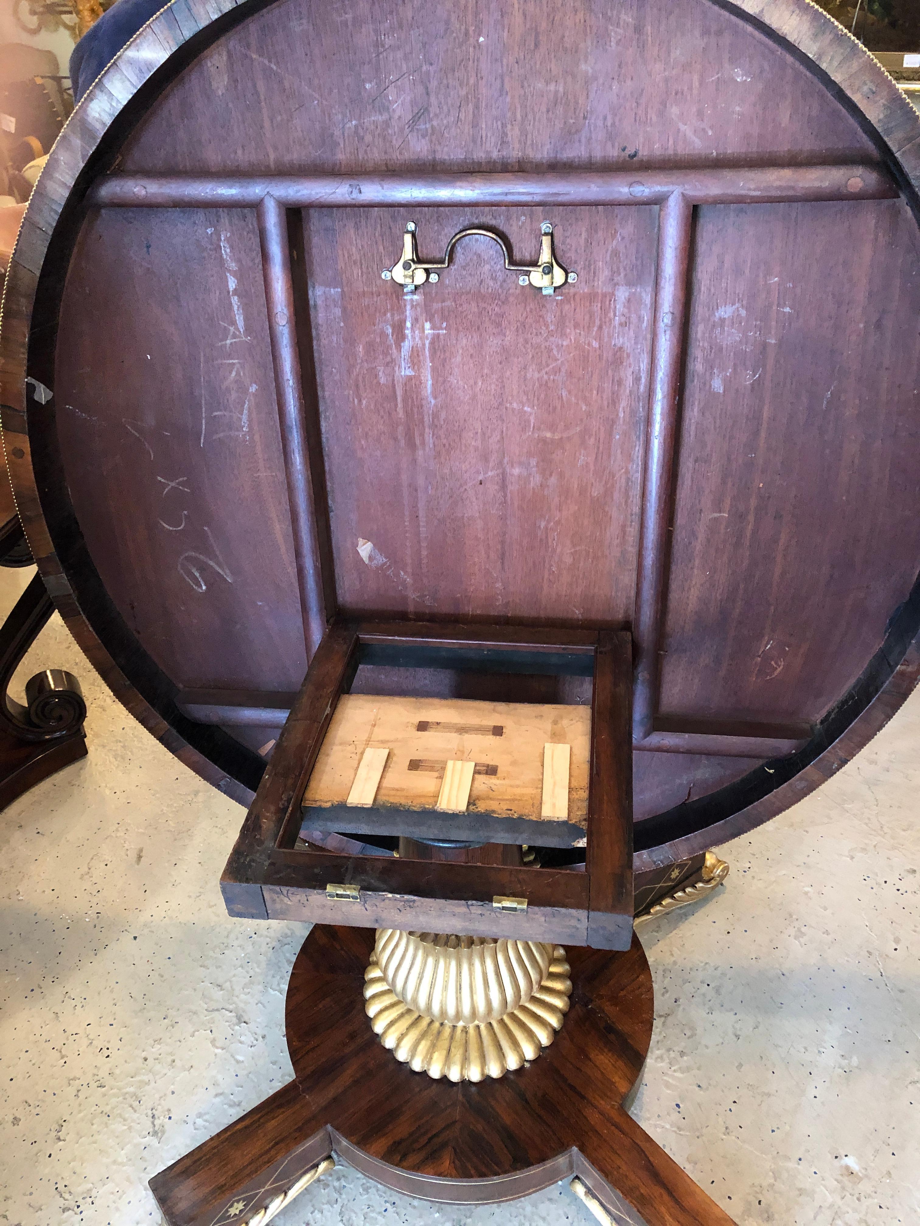 Russian Neoclassical, Tilt-Top Center Table, Rosewood, Brass Inlay, 19th Century For Sale 13