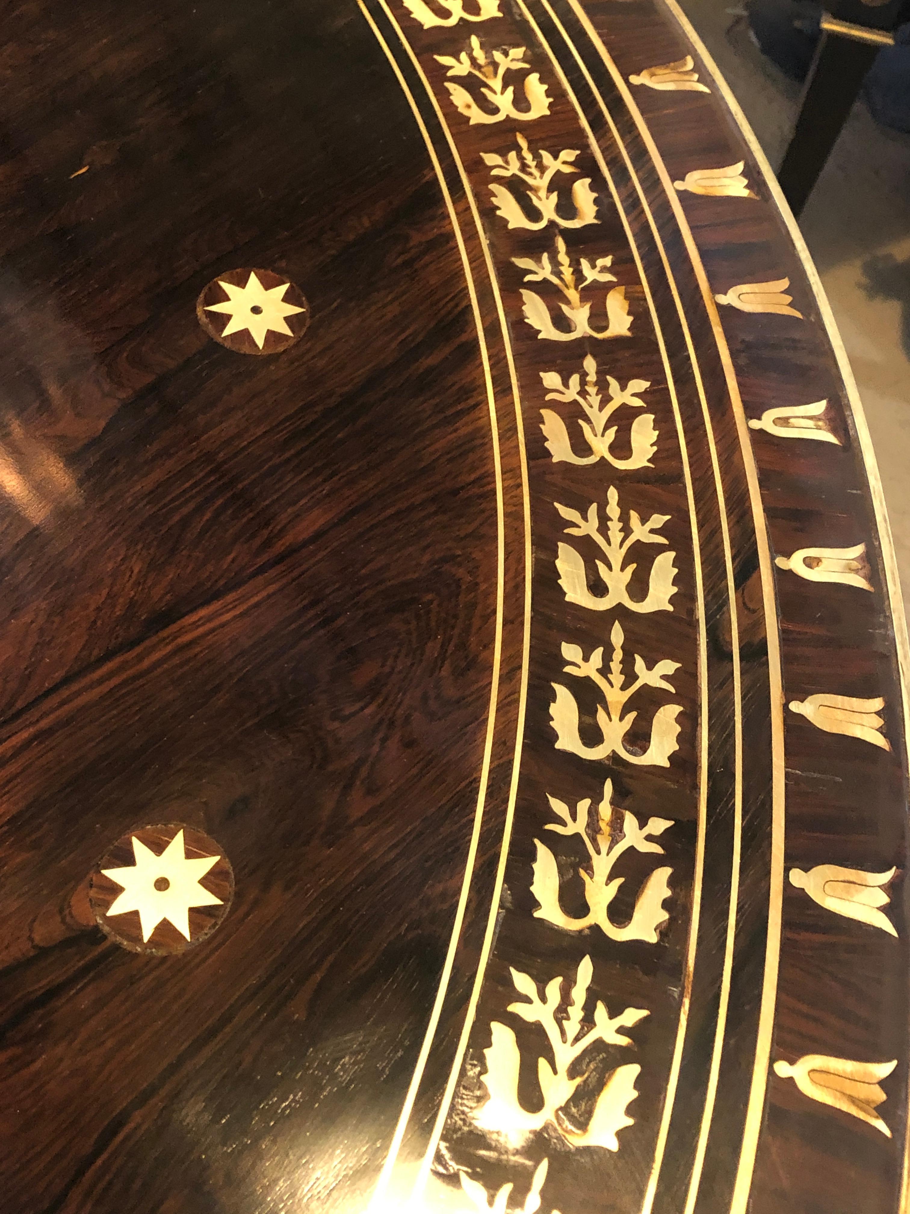 Russian Neoclassical, Tilt-Top Center Table, Rosewood, Brass Inlay, 19th Century In Good Condition For Sale In Stamford, CT