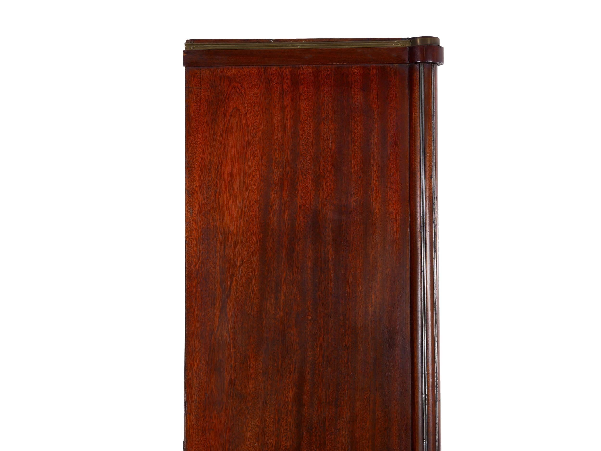 Russian Neoclassical Antique Mahogany Armoire Cabinet over Chest of Drawers 13