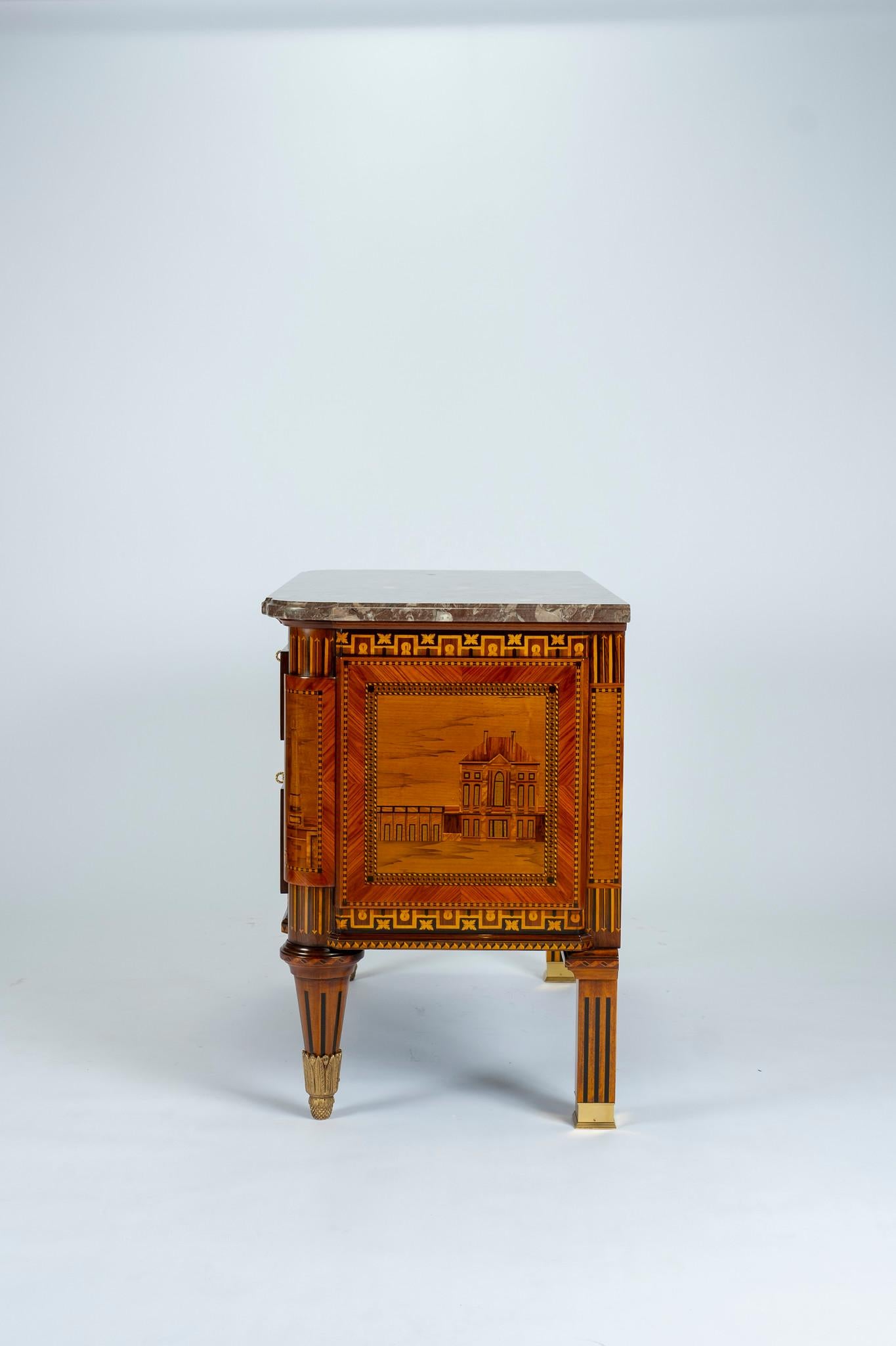 Classical Roman Russian Neoclassical Commode with Marble Top