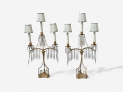 Russian Neoclassical, Dore Bronze, Crystal, Marble, Table Lamps, Russia, 19th c.