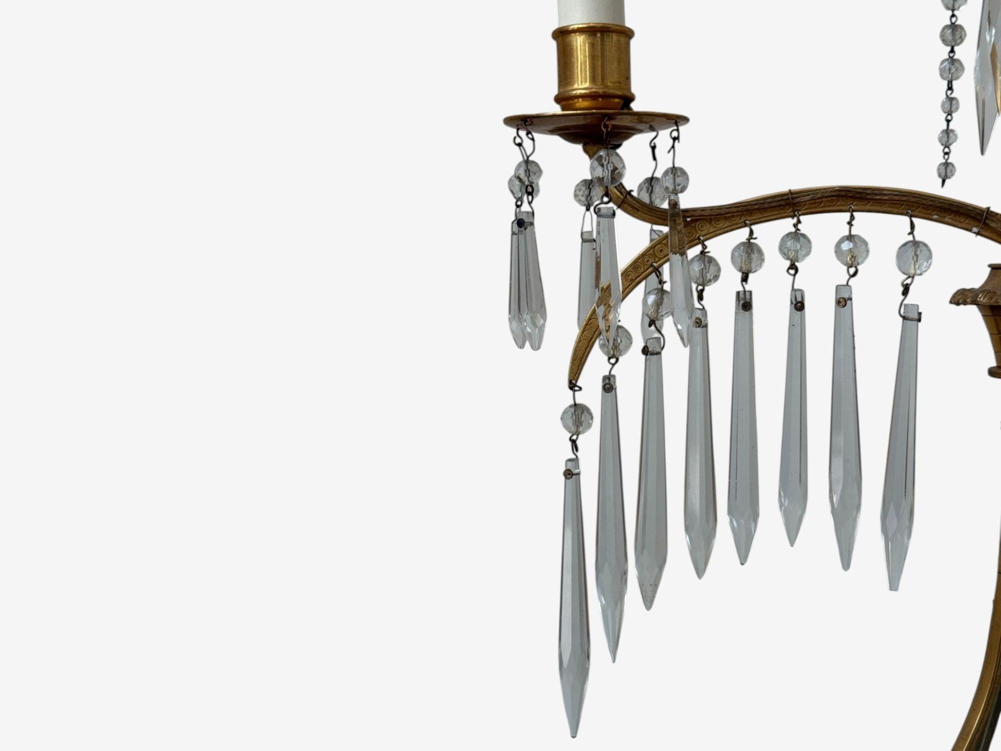 19th Century Russian Neoclassical, Dore Bronze, Crystal, Marble, Table Lamps, Russia, 19th c. For Sale