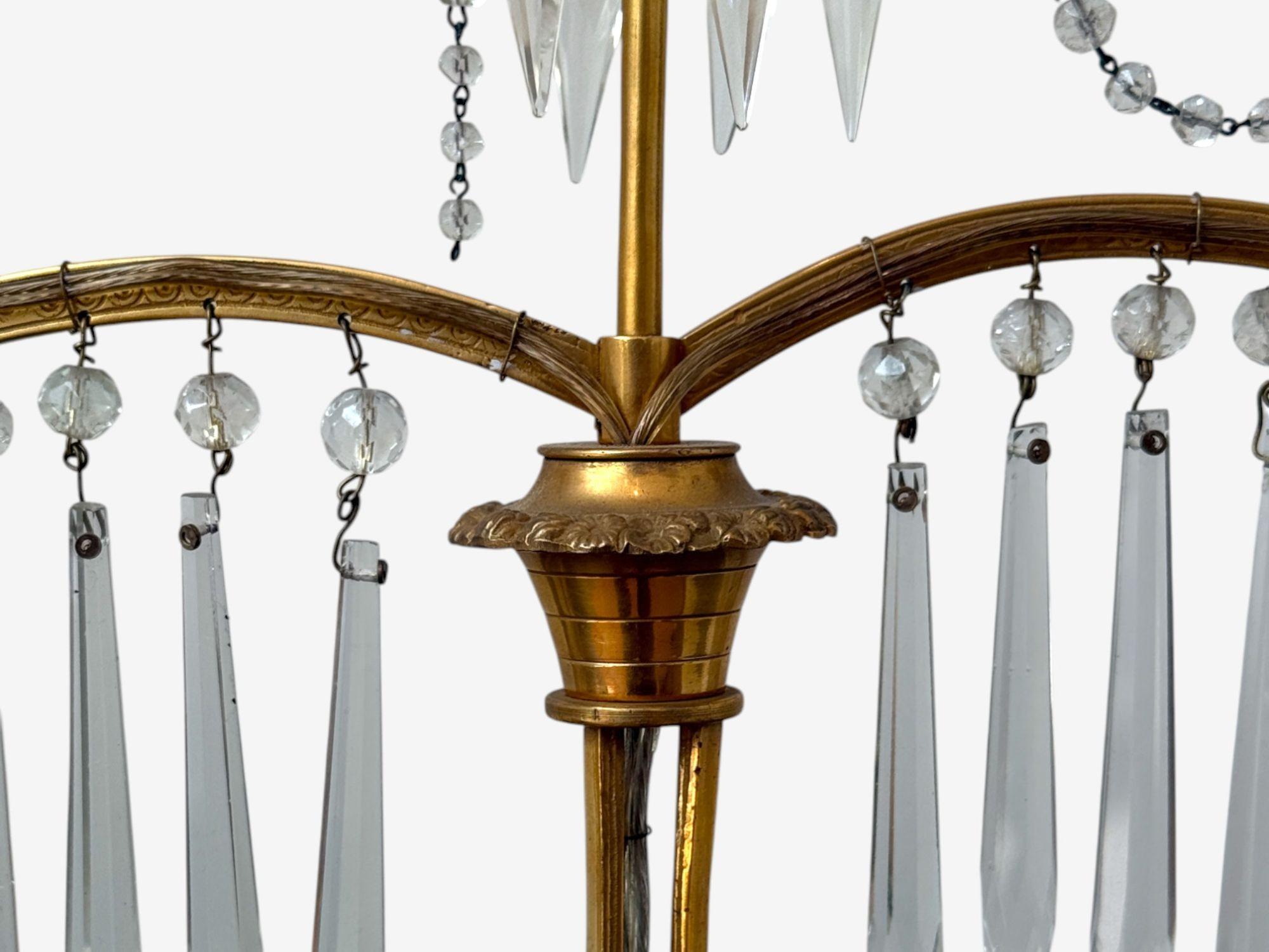 Russian Neoclassical, Dore Bronze, Crystal, Marble, Table Lamps, Russia, 19th c. For Sale 1