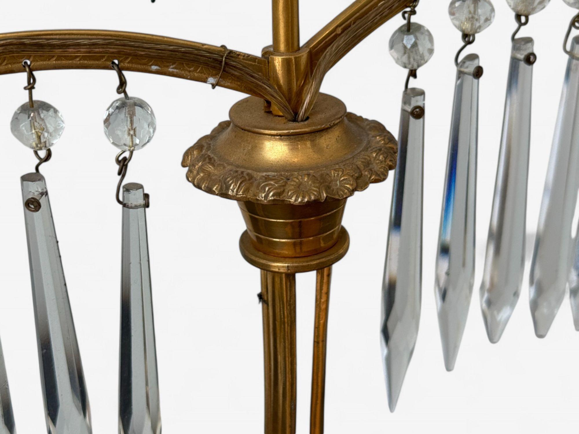 Russian Neoclassical, Dore Bronze, Crystal, Marble, Table Lamps, Russia, 19th c. For Sale 4