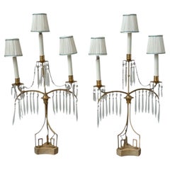 Russian Neoclassical, Dore Bronze, Crystal, Marble, Table Lamps, Russia, 19th c.