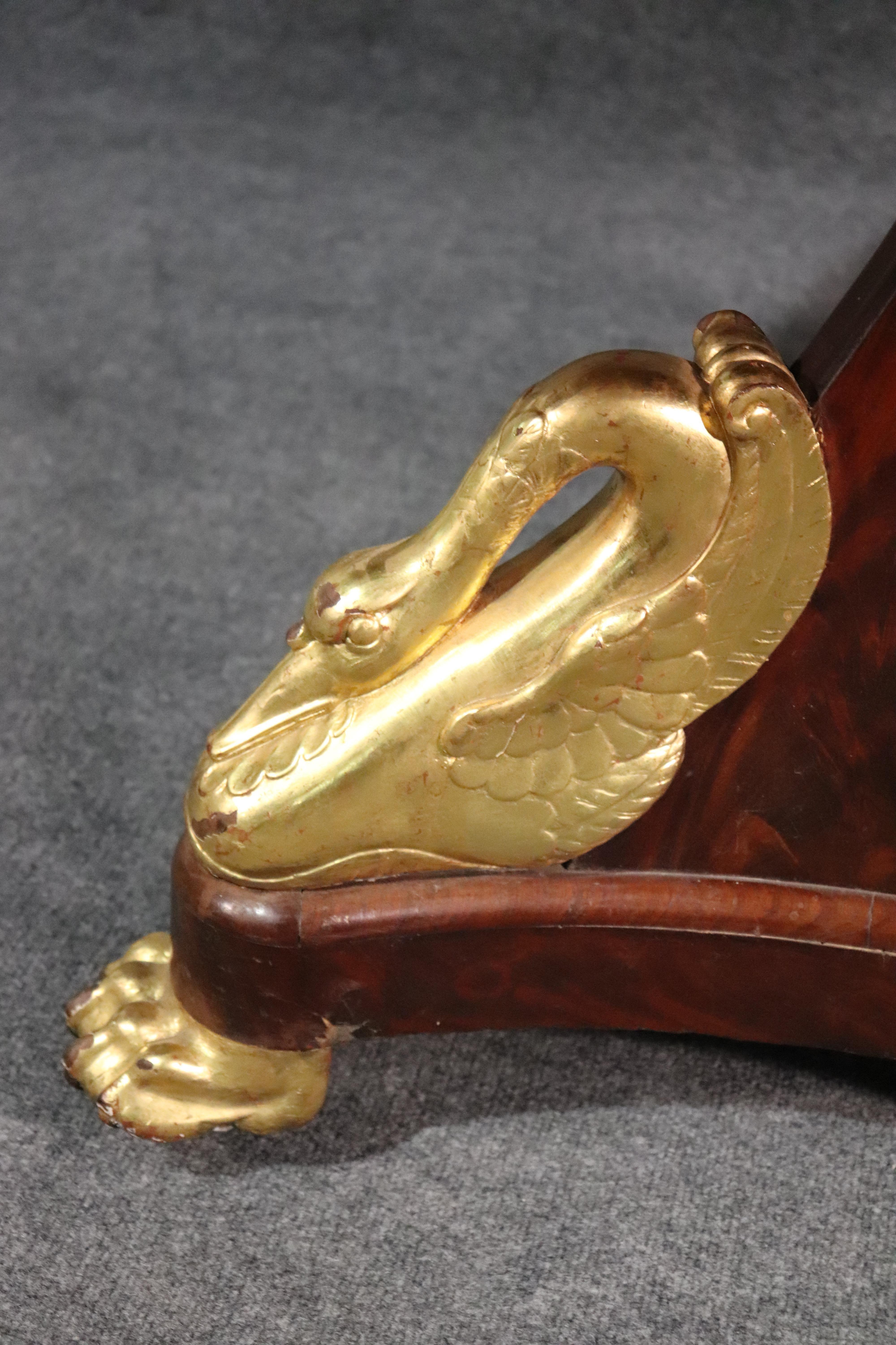 Russian Neoclassical Gilded Mahogany Center Table with Swans and Bronze C1800 2