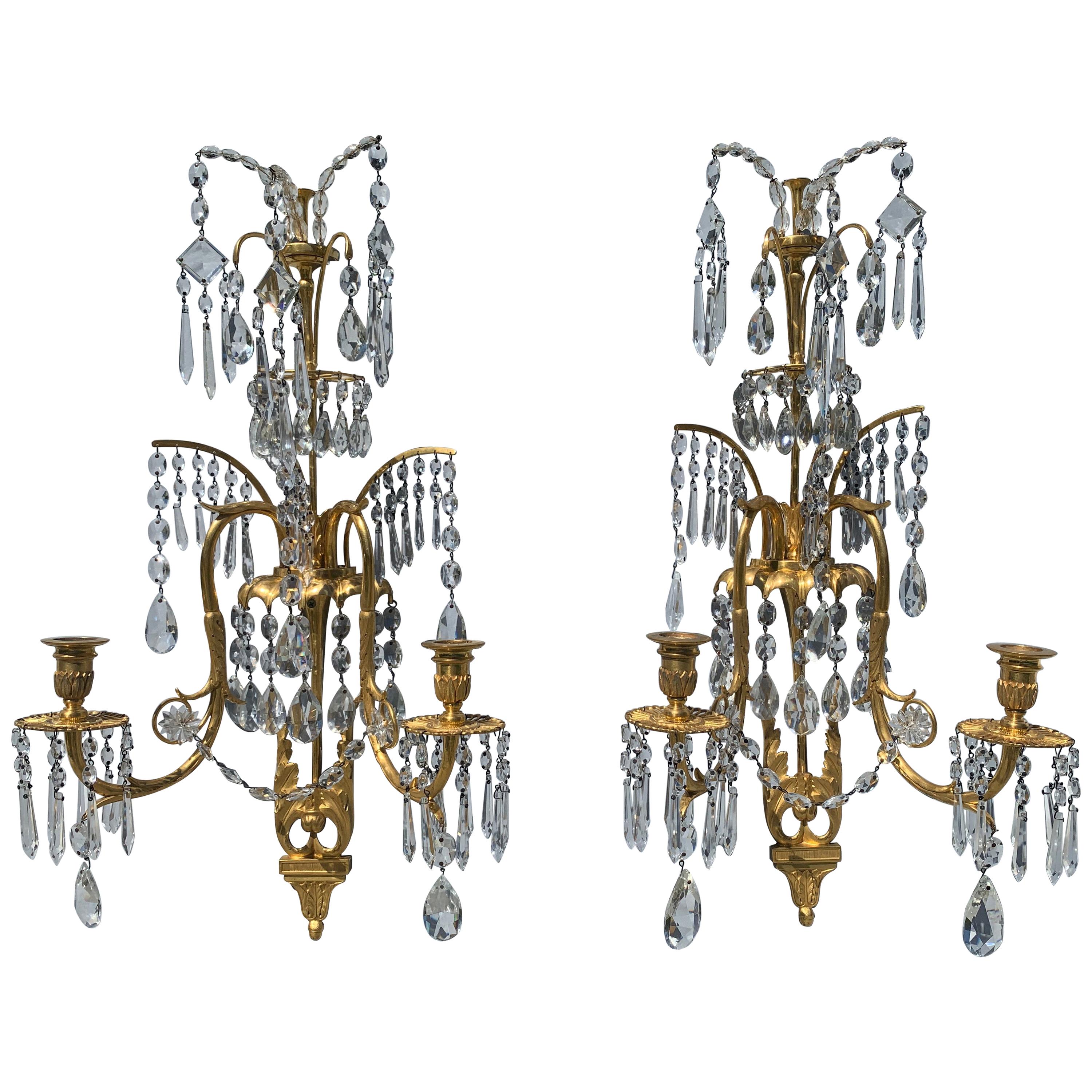 Pair of Neoclassical Gilt Wall Sconces For Sale