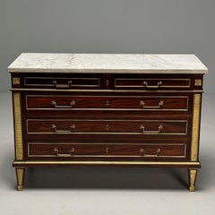 Russian Neoclassical, Louis XVI, Commode, Mahogany, Marble, France, 19th Century