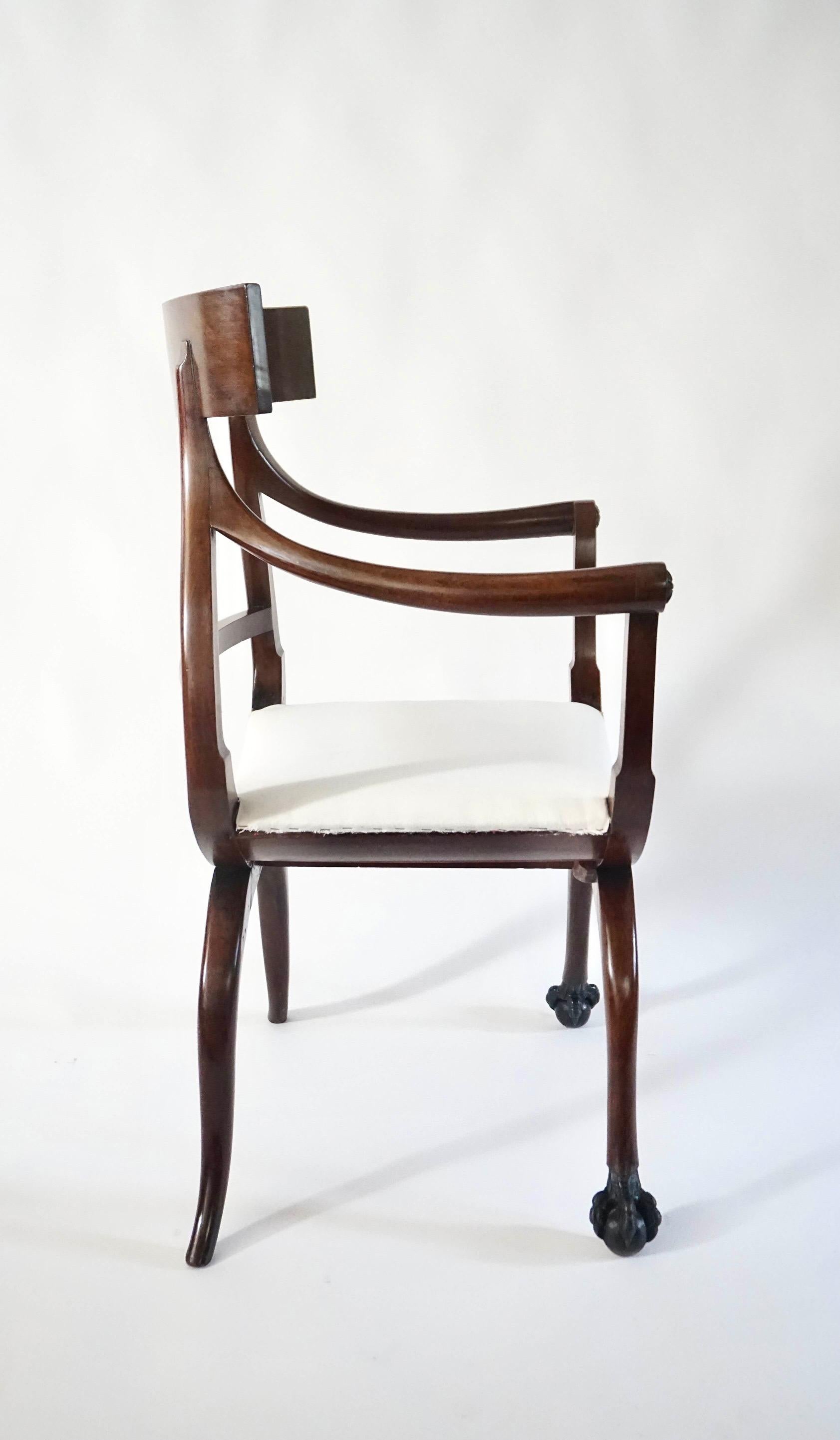 Russian Neoclassical Mahogany Armchairs, Pair, circa 1800 In Good Condition For Sale In Kinderhook, NY