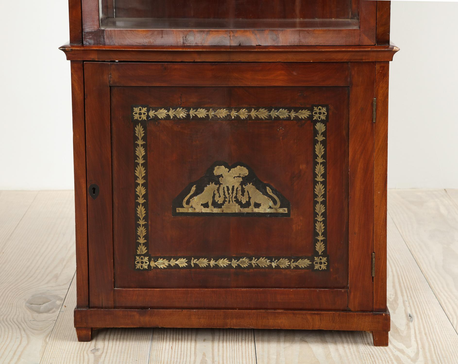19th Century Russian Neoclassical Mahogany Brass-Inlaid Cabinet, Circa 1820 For Sale