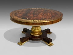 Russian Neoclassical, Rosewood, Brass Inlay, Monumental Center Table, 19th c.